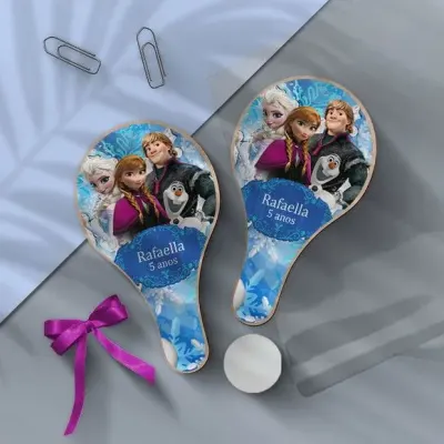 Raquete Ping Pong - Frozen Personalizada - artesanato de Mi Papelaria Criativa
