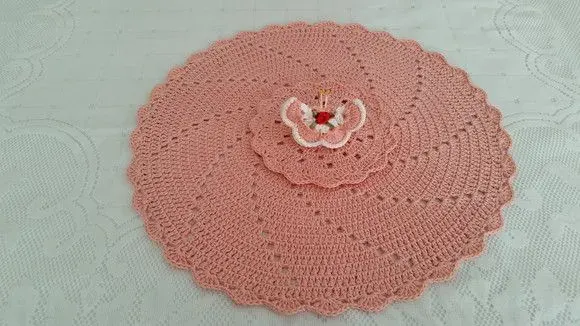 Sousplat Espiral Crochê Pêssego para 02 Pessoas - artesanato de Mari Crochê feito com carinho!