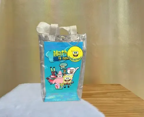 Sacola Transparente Bob Esponja Personalizado - artesanato de Artmanha Lembrancinhas