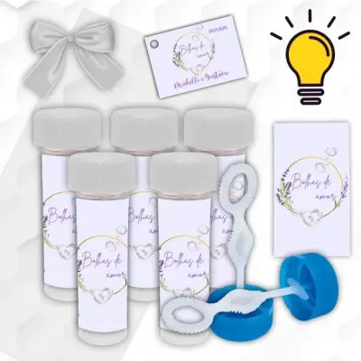 Bolinha de Sabão Casamento Personalizada - artesanato de Mi Papelaria Criativa