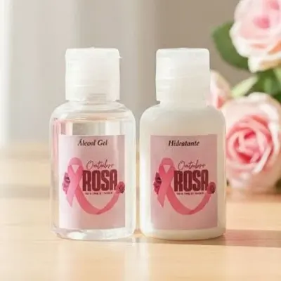 Kit Alcool Gél + Creme - Outubro Rosa - artesanato de Mi Papelaria Criativa