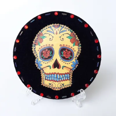 Quadrinho Veludo Caveira Mexicana 2 - artesanato de Estudio Bananeira