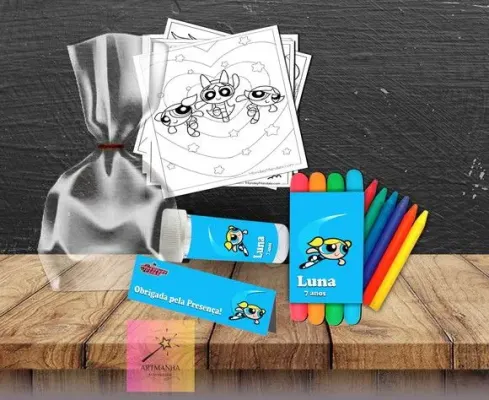 Kit Massinha + Giz + Bolha Lindinha Personalizado - artesanato de Artmanha Lembrancinhas