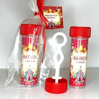 Bolinha de Sabão Circo Personalizada - artesanato de Mi Papelaria Criativa