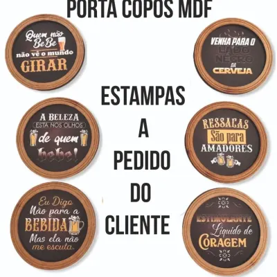 Porta Copos para Restaurantes e Lanchonetes Personalizados - MDF - artesanato de Kharmo Arts Camisetas e Brindes Personalizados