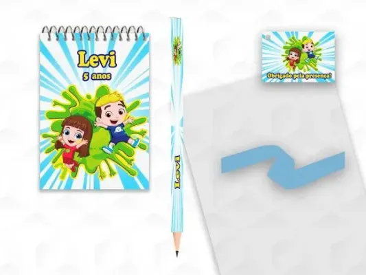 Bloquinho com Lápis Lucas Neto e Gigi Personalizado - artesanato de creativitybynina