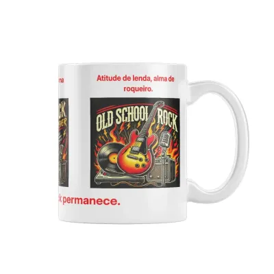 Caneca Rock Forever Guitarra e Vinil Vintage 325ml