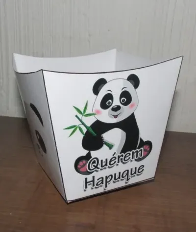 Cachepo Panda - artesanato de PAPCRIE