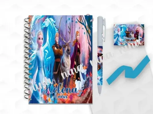 Bloquinho Grande com Caneta Frozen Personalizada - artesanato de creativitybynina