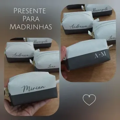 Necessaire Mini Box - Branco e Verde Musgo - artesanato de Innovare Studio