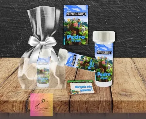 Bolha de Sabão Minecraft Personalizada - artesanato de Artmanha Lembrancinhas