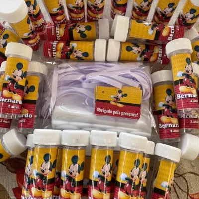Bolha de Sabão Mickey Personalizada - artesanato de Artmanha Lembrancinhas