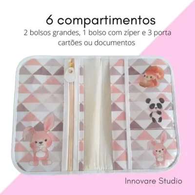 PORTA DOCUMENTOS INFANTIL - ANIMAIS - artesanato de Innovare Studio