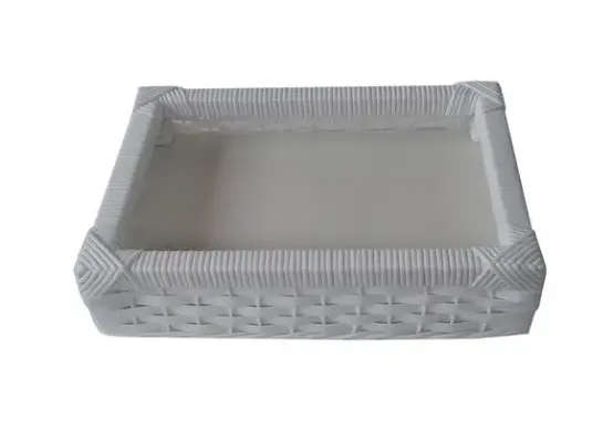 Bandeja Sintética Branca 34x24x06 - artesanato de Mundo Urbano