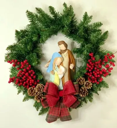 Guirlanda de Festão Natal Sagrada Família 60cm - artesanato de edeatelier