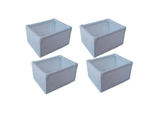 Kit 4 Cestos Organizadores Branco 42x32x22 - artesanato de Mundo Urbano