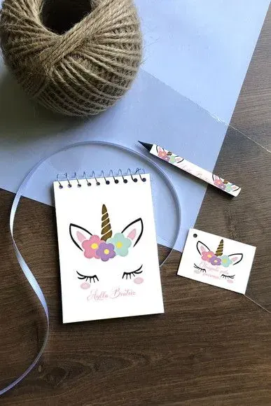 Bloquinho Unicórnio Personalizado - artesanato de Mi Papelaria Criativa
