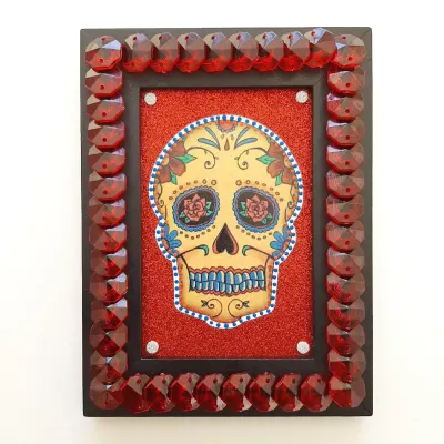 Quadro Caveira Mexicana 3 - artesanato de Estudio Bananeira