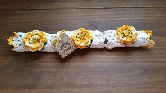 Puxador de Fogão Crochê Amarelo Mesclado - artesanato de Mari Crochê feito com carinho!