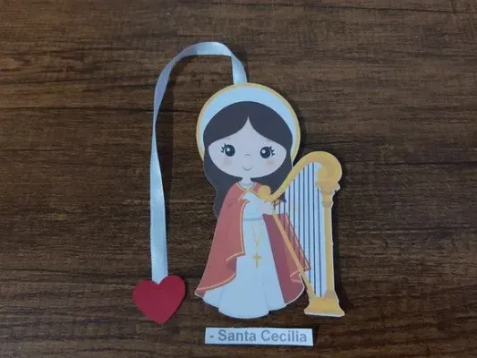 Marcador de Página 10 cm - Santa Cecilia - artesanato de Emejhu Personalizados
