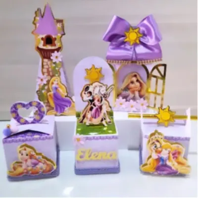 kit 20 caixinhas Personalizadas Raponzel Enrolados Lembrancinhas Decoração Festa infantil Papelaria Caixinha Raponzel Enrolados