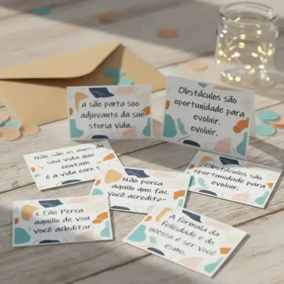 Kit com 100 tags mini cartão frases motivacionais 3cm x 5cm - artesanato de Magias Naturais