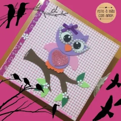 Álbum de Fotos Personalizado Corujinha Feliz - artesanato de Ateliê de Criação Usina Caseira