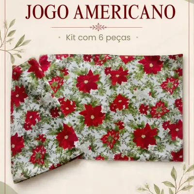 Jogo Americano Natal - 6 Peças 1 - artesanato de Djulik