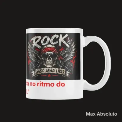 Caneca Caveira Rock com Guitarras 325ml - artesanato de Max Absoluto