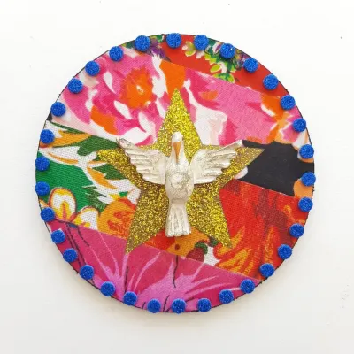 Quadrinho de Chita Divino - artesanato de Estudio Bananeira