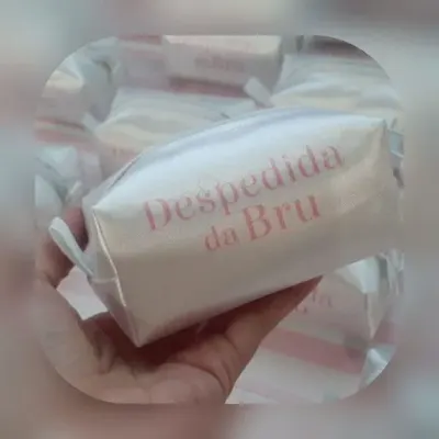 Necessaire Mini Box - Branco e Rosê - artesanato de Innovare Studio