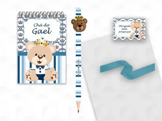Bloquinho com Aplique Ursinho Principe Personalizado - artesanato de creativitybynina