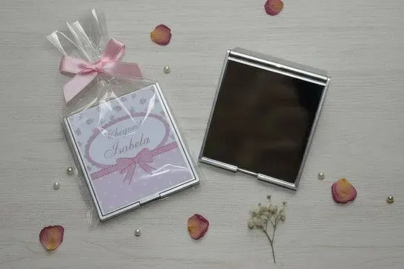 Lembrancinha Espelho - Rosa Personalizado - artesanato de Mi Papelaria Criativa
