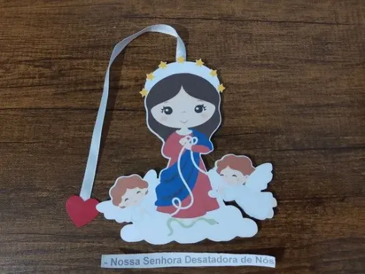 Marcador de Página 13 cm - Nossa Senhora Desatadora Nós - artesanato de Emejhu Personalizados