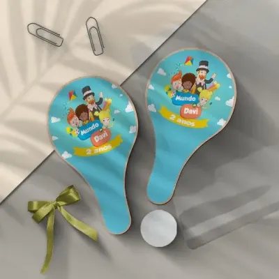 Raquete Ping Pong - Mundo Bita Personalizada - artesanato de Mi Papelaria Criativa