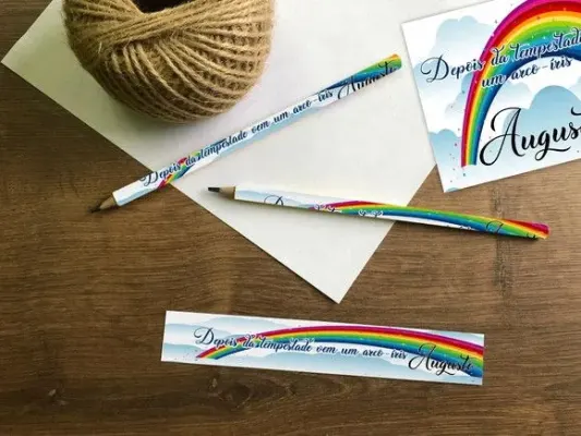 Lápis Arco Íris Personalizado - artesanato de Mi Papelaria Criativa