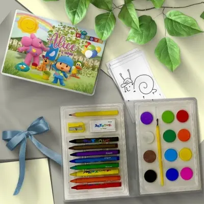 Estojo de Pintura 24pç - Pocoyo Personalizado - artesanato de Mi Papelaria Criativa