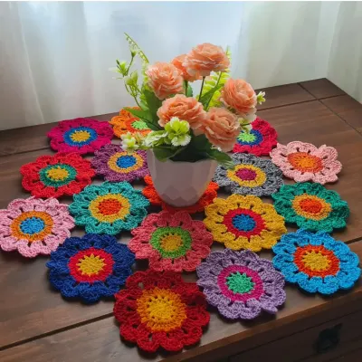 Toalhinha de Crochê Flores Japonesa (50 cm x 45 Cm) - artesanato de Mari Crochê feito com carinho!