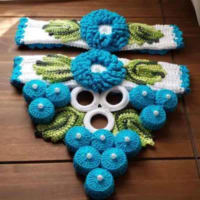 Puxador de Geladeira Duplo em Crochê Turquesa - artesanato de Mari Crochê feito com carinho!