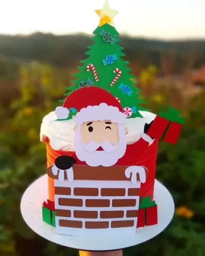 Topo de Bolo Natal Luxo Camadas Scrapbook - artesanato de PAPCRIE