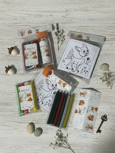 Kit Massinha + Giz + Bolha - Bosque Personalizado - artesanato de Mi Papelaria Criativa