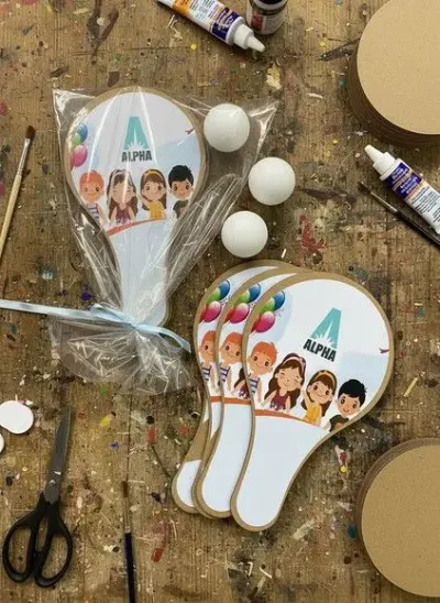 Raquete Ping Pong - Dia das Crianças Personalizado - artesanato de Mi Papelaria Criativa