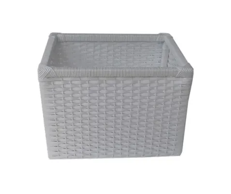 Cesto Vime Sintético Branco 45x35x30 - artesanato de Mundo Urbano