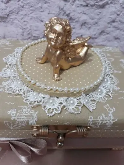 Caixa pra padrinhos com toalha - artesanato de Ateliê cantinho do bebê