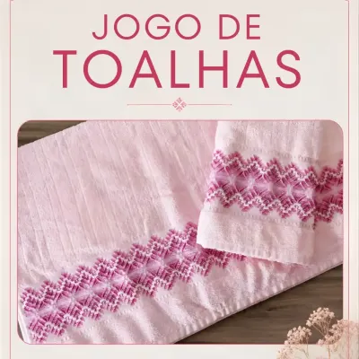 Jogo de toalhas bordadas - 2 peças -  Banho e Rosto 1 - artesanato de Djulik