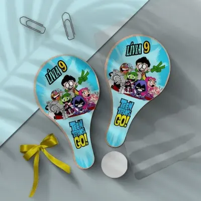 Raquete Ping Pong - Jovens Titãs Personalizada - artesanato de Mi Papelaria Criativa