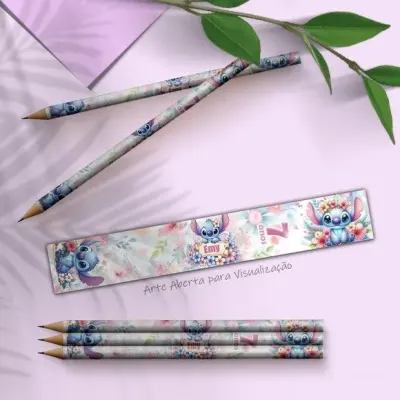 Lápis - Stitch Personalizado - artesanato de Mi Papelaria Criativa