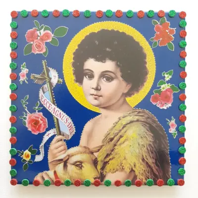 Quadrinho de Azulejo São João Criança - artesanato de Estudio Bananeira