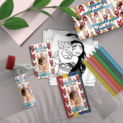Kit Massinha + Giz + Bolha - Moanna Baby Personalizado - artesanato de Mi Papelaria Criativa