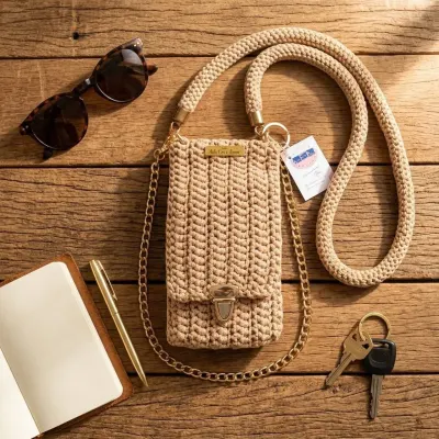 Bolsa porta celular croche fio nylon - artesanato de @atelieartecoreamor